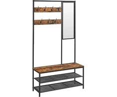 VASAGLE prieškambario kabykla su veidrodžiu, suoliuku ir 2 lentynomis, 35 × 98 × 180 cm 0194343034546