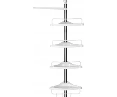 Leobert Teleskopinė vonios lentyna su rankšluosčių laikikliu, balta ir sidabrinė, 95–300 cm