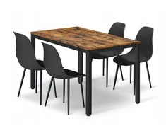 Lauko baldų komplektas Valora Baldų komplektas TESSA stalas ir 4 kėdės, rustikinės rudos ir juodos spalvos, 120 × 60 × 76 cm, 5 vnt.