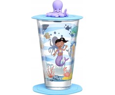 Leonardo Stiklinė su dangteliu ir lėkštute 300ml jūra BAMBINI AVVENTURA -
