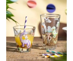 Leonardo Stiklinė su dangteliu ir lėkštute 300 ml dinozauras BAMBINI AVVENTURA -