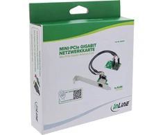 „Level One Games InLine® Mini-PCIe Gigabit“ tinklo plokštė, 1x RJ45, pusės dydžio, įskaitant RJ45 modulį