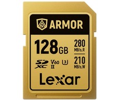 Atminties kortelė Lexar 128GB SDXC ARMOR Gold UHS-II U3, nerūdijančio plieno, IP68 (280/210 MB/s)