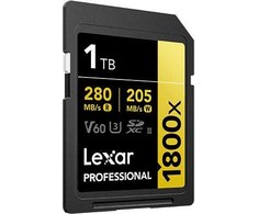 Lexar Profesionali 1800x SDXC 1 TB 10 klasės UHS-II/U3 V60 atminties kortelė (LSD1800001T-BNNNG)
