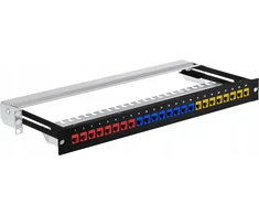 19" LEXI-Net 24 prievadų modulinis ekranuotas skydelis, juodas, ištraukiamas