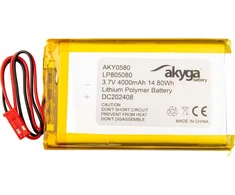 Akumuliatorius litowo-polimerowy Akyga AKY0580 LP805080 Li-Po 3.7V / 4000mAh PCM JST 2.54 2-Pin 150mm