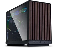 Lian Li DAN kompiuterio korpusass A3-mATX Wood Edition PC-kompiuterio korpusas, Tempered Glass, Micro-ATX – Walnuss, juodos spalvos