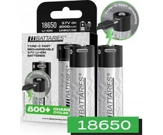 Liibateries LiiBatteries LIIBATTARIES LI-ON BATERIJOS, 18650 tipo, 2 vnt.
