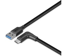 USB Laidas - LINDY USB 3.2 Type A į C Laidas, M/M, 10Gbps, 90° Dešinysis Kampas, 1.5 m, Juodas