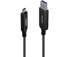 USB Laidas - LINDY USB 3.2 Tipo A į C Hibridinis Laidas, 5Gbps, PVC Danga, 50 m, Juodas