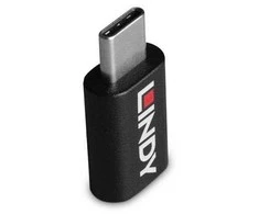 USB Adapteris - LINDY USB 3.2 Type C į C M/F Adapteris, 100W Duomenų Blokatorius, Juodas