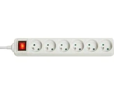 Ilgiklis - LINDY 6 Schuko Lizdų Prailgintuvas su Jungikliu, 1.4 m, Baltas