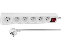 Ilgiklis - LINDY 6 Schuko Lizdų Prailgintuvas su Jungikliu, 1.4 m, Baltas