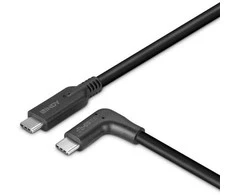 USB Kabelis - LINDY USB 3.2 Type C Laidas, M/M, 90° Dešinysis Kampas, 10Gbps, 60W PD, 1.5 m, Juodas