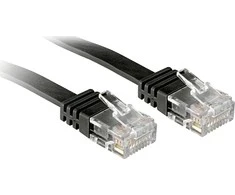 Tinklo Kabelis - LINDY Cat.6 U/UTP Plokščias Tinklo Kabelis, RJ45, M/M, 250MHz, 10 m, Juodas