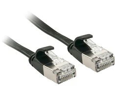 Tinklo Kabelis - LINDY Cat.6A U/FTP Plokščias Tinklo Kabelis, RJ45, M/M, 500MHz, 32AWG, 10 m, Juodas