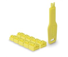 Lindy Tinklo Priedas - RJ45 Prievado Blokatorius 10vnt + 1 Raktas ABS Geltonas