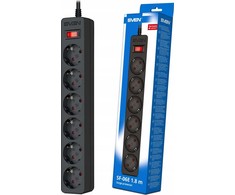 SVEN SF-06E viršįtampių apsaugos juosta 1,8 m, (6 lizdai) juoda