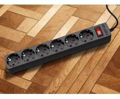 SVEN SF-06E viršįtampių apsaugos juosta 1,8 m, (6 lizdai) juoda