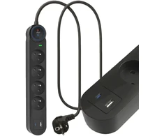 ART FU910 4 gniazda-16A-USB A+C-3.4A-szybka kroviklis-juoda-1,5m-3x1,5mm2