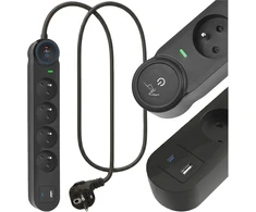 ART FU910 4 gniazda-16A-USB A+C-3.4A-szybka kroviklis-juoda-1,5m-3x1,5mm2