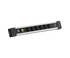 Maitinimo juosta Bachmann CONNECTUS 6xCEE7/3, 1x jungiklis, 1xUSB-C/C 45 W, ilgis 2,0 m, CEE7/7, pilka