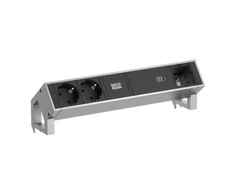 Maitinimo juosta Bachmann DESK 2, 2 lizdai, 1x USB-C modulis 60 W, 0,2 m, sidabrinė