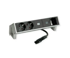Maitinimo juosta Bachmann DESK2 2x apsauginė jungtis USB-C, USB įkroviklis 30 W, 1xABD 0,2 m GST18 INOX