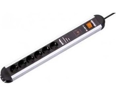 Bachmann GVS apsaugos nuo viršįtampių maitinimo juosta, 6 lizdai, 2 m, juoda