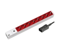 Maitinimo juosta Bachmann 19'' RACK 8 lizdai 8 m IEC C14 sidabrinė-raudona