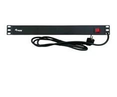 Listwa zasilająca Equip 19 do szaf rack aluminiowa 8 gniazd Schuko su przełącznikiem su wtykiem 90° juoda