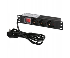 Extralink 10 colių 1U 3 lizdų ES tipo maitinimo PDU | Maitinimo blokas | su jungikliu