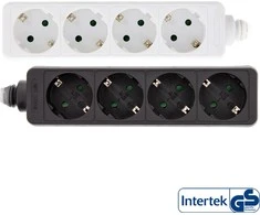 InLine ® F tipo maitinimo linija vokiškai 4 prievadas + Vaikų sauga Blokuoti juodą 3m