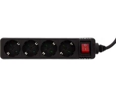Galios juosta InLine 4 lizdai 1,5 m juodos (16441D)