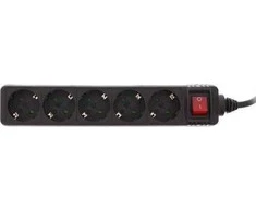 Galios juosta InLine 5 lizdai 1,5 m juodos (16451D)