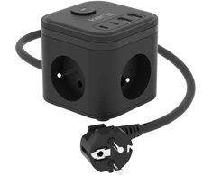 KERG SMART – 3 LIZDŲ MAITINIMO LIZDAS + USB-A+USB-C ĮKROVIKLIS 1,5M 3×1,5MM2 H05VV-F 16A/250V