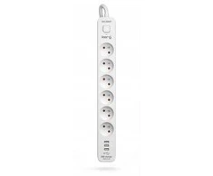 KERG maitinimo lizdas su automatiniu jungikliu – 6 lizdai, 3 USB, 16A, 1,5 m