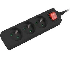 LANBERG PS1-03E-0300-BK 3M Juodas LANTERGE CURVE 3X 230V PL SU GRANDINĖS IŠJUNGIKLIU PILNAS VARINIS