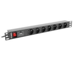 LANBERG PDU-07E-0200-BK PDU 1U 16A 7 rozetės prancūziškas 2m Juodas