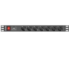 LANBERG PDU-07F-0200-IEC-BK PDU 1U 10A 7 sockets schuco 2m Juodas