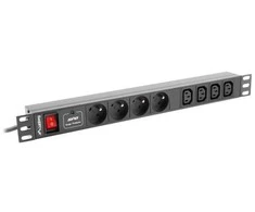 LANBERG PDU-04E04I-0200-IEC-BK PDU 1U 10A 8 lizdai 4xE-4xIEC 2m Juodas