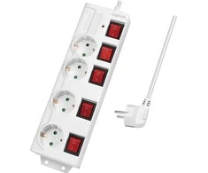 LogiLink 4 lizdai 1,5m balta | jungiklis