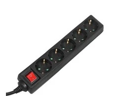 Listwa „Maclean“ ilgintuvas, 5 lizdų prailgintuvas su jungikliu, juodas, vokiško tipo, 3500 W, 5 m, MCE227G