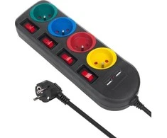 Maclean maitinimo juostelė, 4 lizdų ilgintuvas + 2xUSB, su jungikliais, 250VAC/10A, 2.1A 5V, 1.5m, juodas, MCE229 B