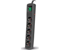 Galios juosta Montis MT030 įtampa 5 lizdai 1,5 m juodos (MT030- 1,5)