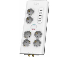 Listwa zasilająca Philips ochrona przeciwprzepięciowa 6 gniazd + 4 x USB-A + 1 x USB-C