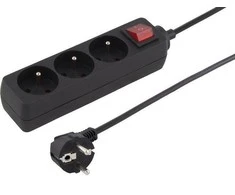 Galios juosta PremiumCord 3 lizdai 2 m juoda (ppa3k-02Bk)