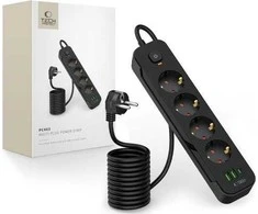 Tech-Protect PCL4X3 Power Strip 4 Sockets 240V + 2xUSB-A + 1xUSB-C 200 cm – Juodas