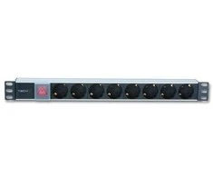 Techly I-CASE STRIP-81UD maitinimo paskirstymo įrenginys 1U Aliuminis, Juoda 8 AC išvestis(ys / čių)
