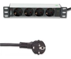 Techly I-CASE M10-4D maitinimo paskirstymo įrenginys 1U Aliuminis, Juoda 4 AC išvestis(ys / čių)